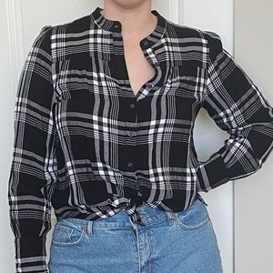 LOFT plaid blouse SMALL